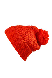 Product shot of the Berry Beanie in colour Tangelo, from the front