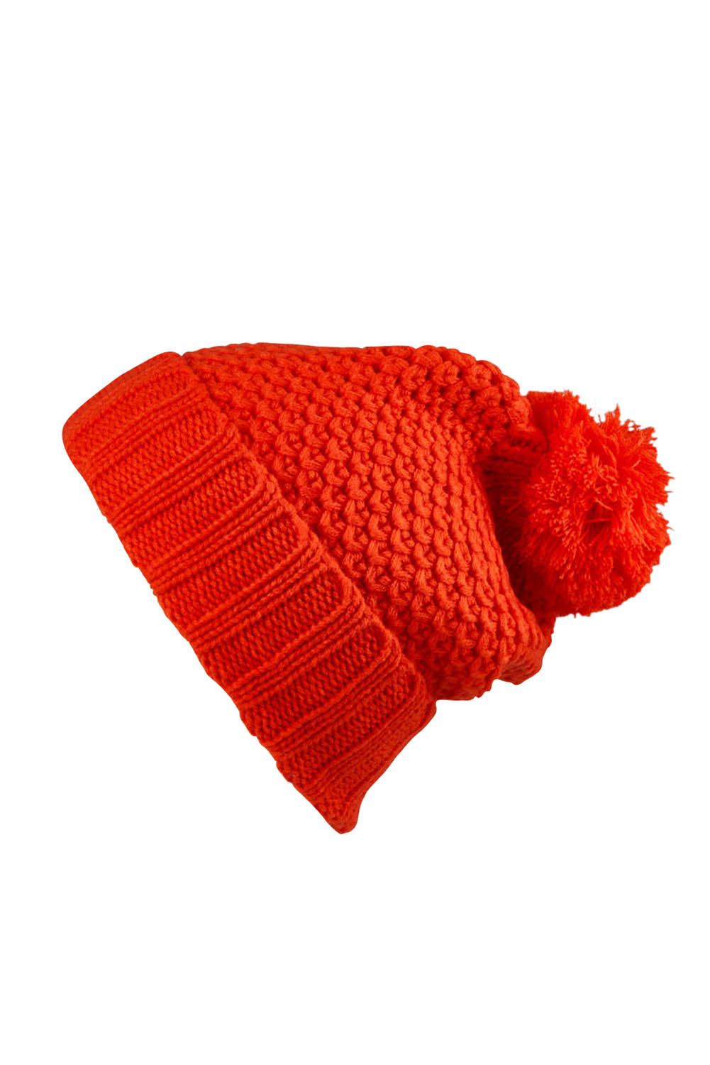 Product shot of the Berry Beanie in colour Tangelo, from the front