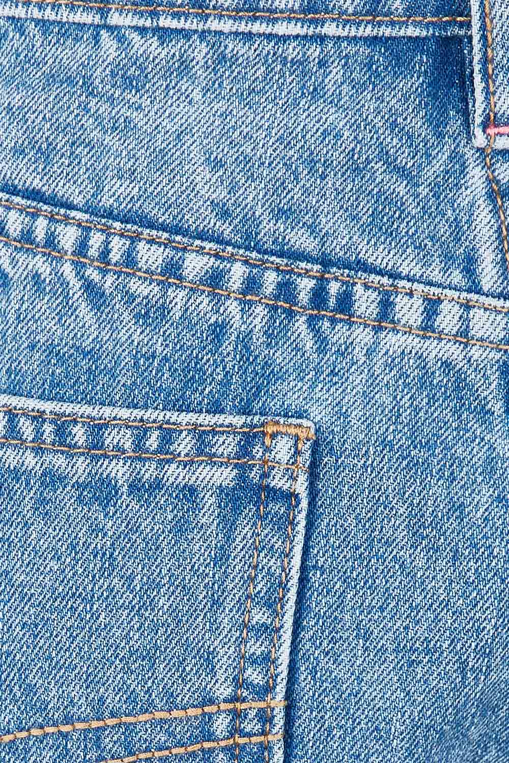 Product shot of the Eden Denim Shorts in colour Denim (Blue), detail
