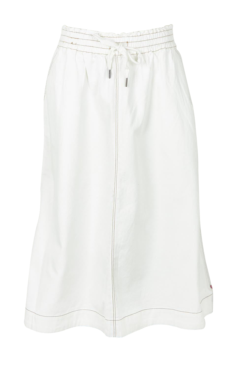 Product shot of the Fundamental Greta Denim Skirt in colour Vintgwhite (White), from the front