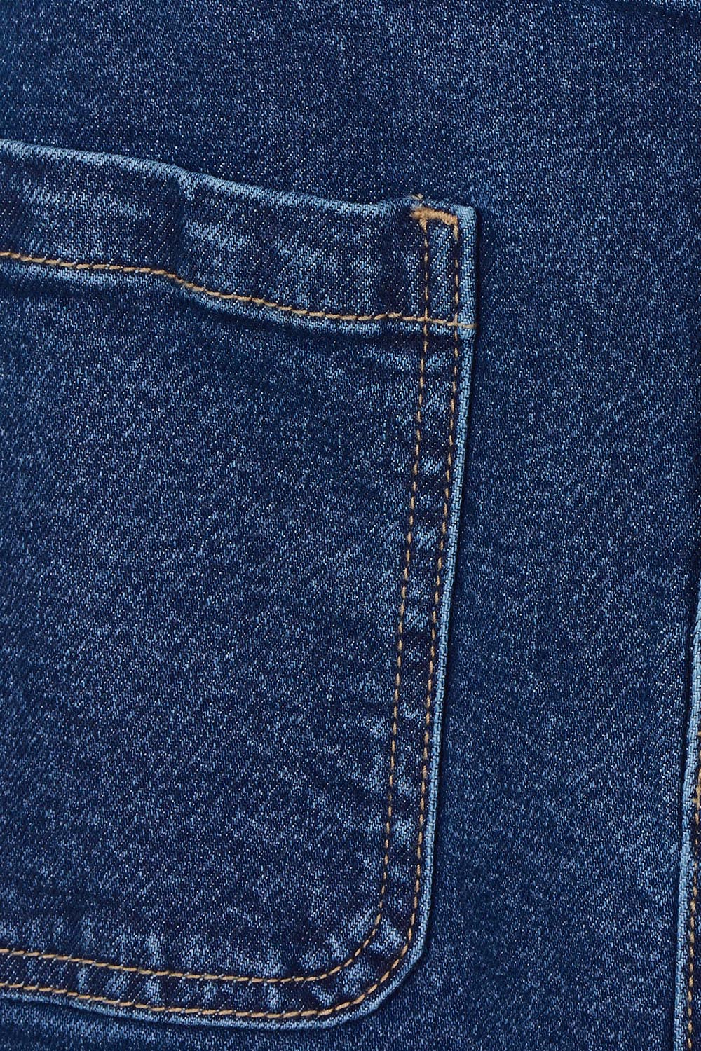 Product shot of the Lennox Denim Skirt in colour Drkblue (Blue), detail
