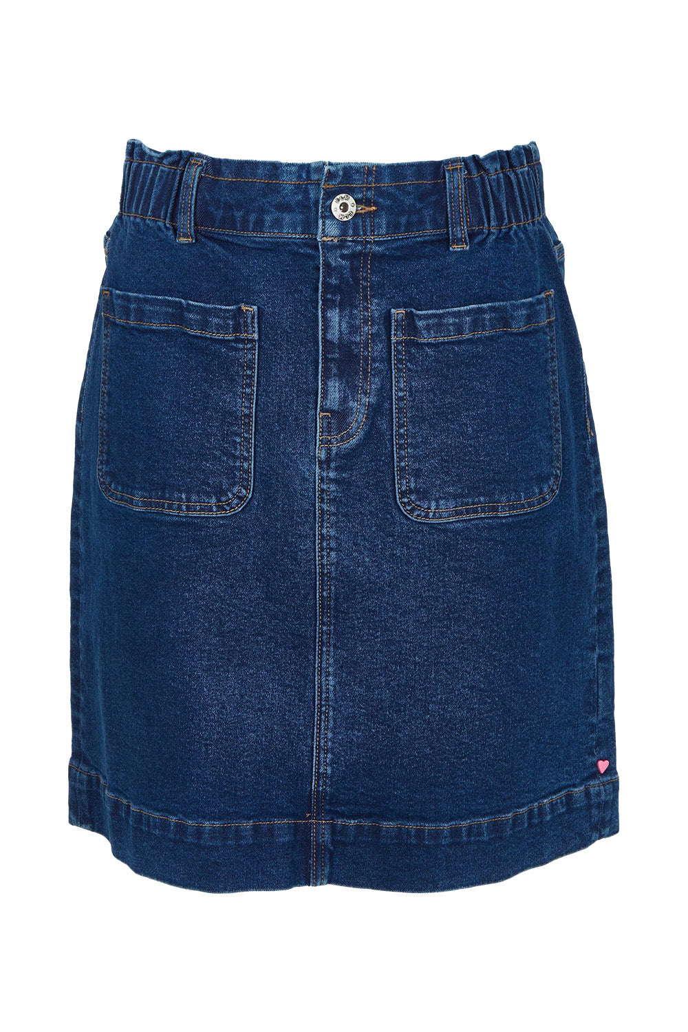 Product shot of the Lennox Denim Skirt in colour Drkblue (Blue), from the front