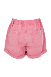Product shot of the Emma Relaxed Denim Short in colour Chateauros (Pink), from the back