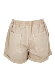 Product shot of the Emma Relaxed Cotton Short in colour Latte, from the back