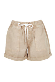 Product shot of the Emma Relaxed Cotton Short in colour Latte, from the front