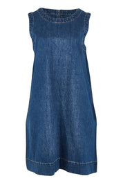 Product shot of the Sonny Denim Dress in colour Darkblue (Blue), from the front