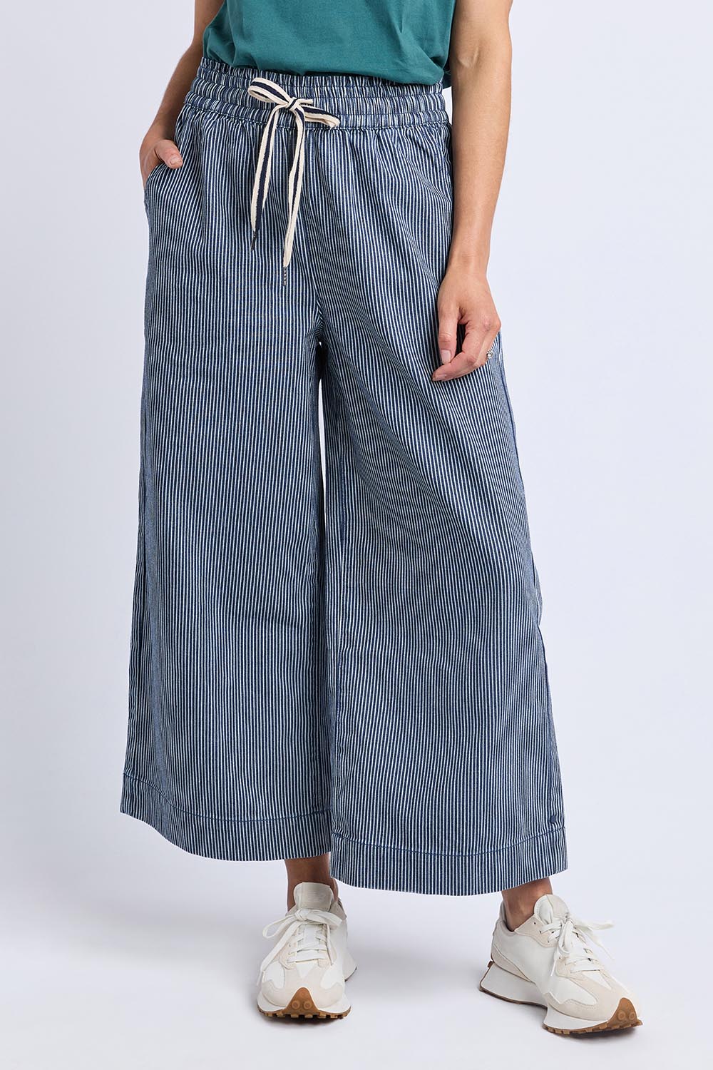 Julia Pinstripe Denim Pant - Bluewhite