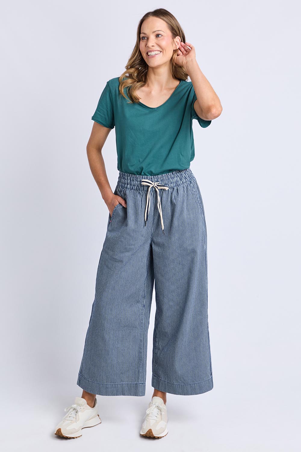 Julia Pinstripe Denim Pant - Bluewhite