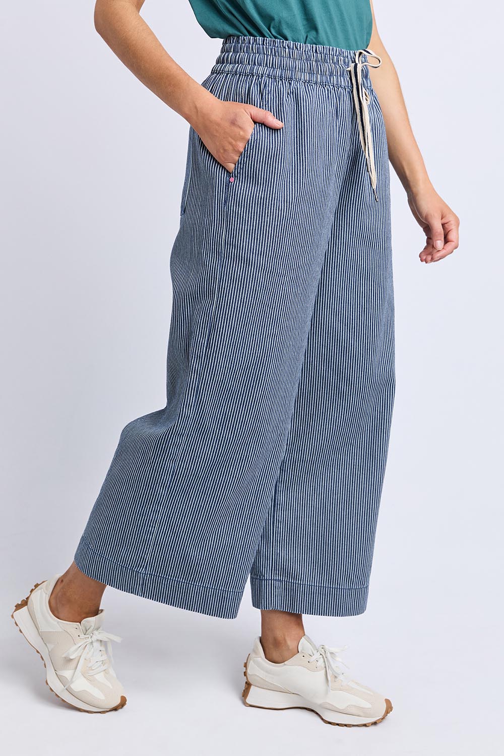 Julia Pinstripe Denim Pant - Bluewhite