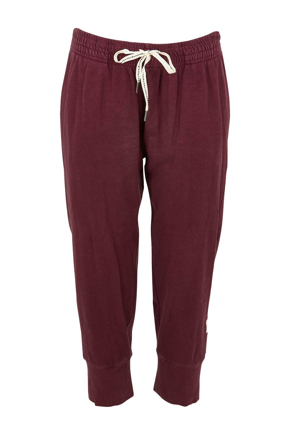 Product shot of the Fundamental Brunch Cotton Pant in colour Merlot (Red), from the front