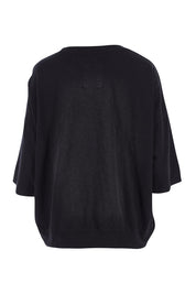 Product shot of the Fundamental Mazie Cotton Sweat Top in colour Black (Black), from the back