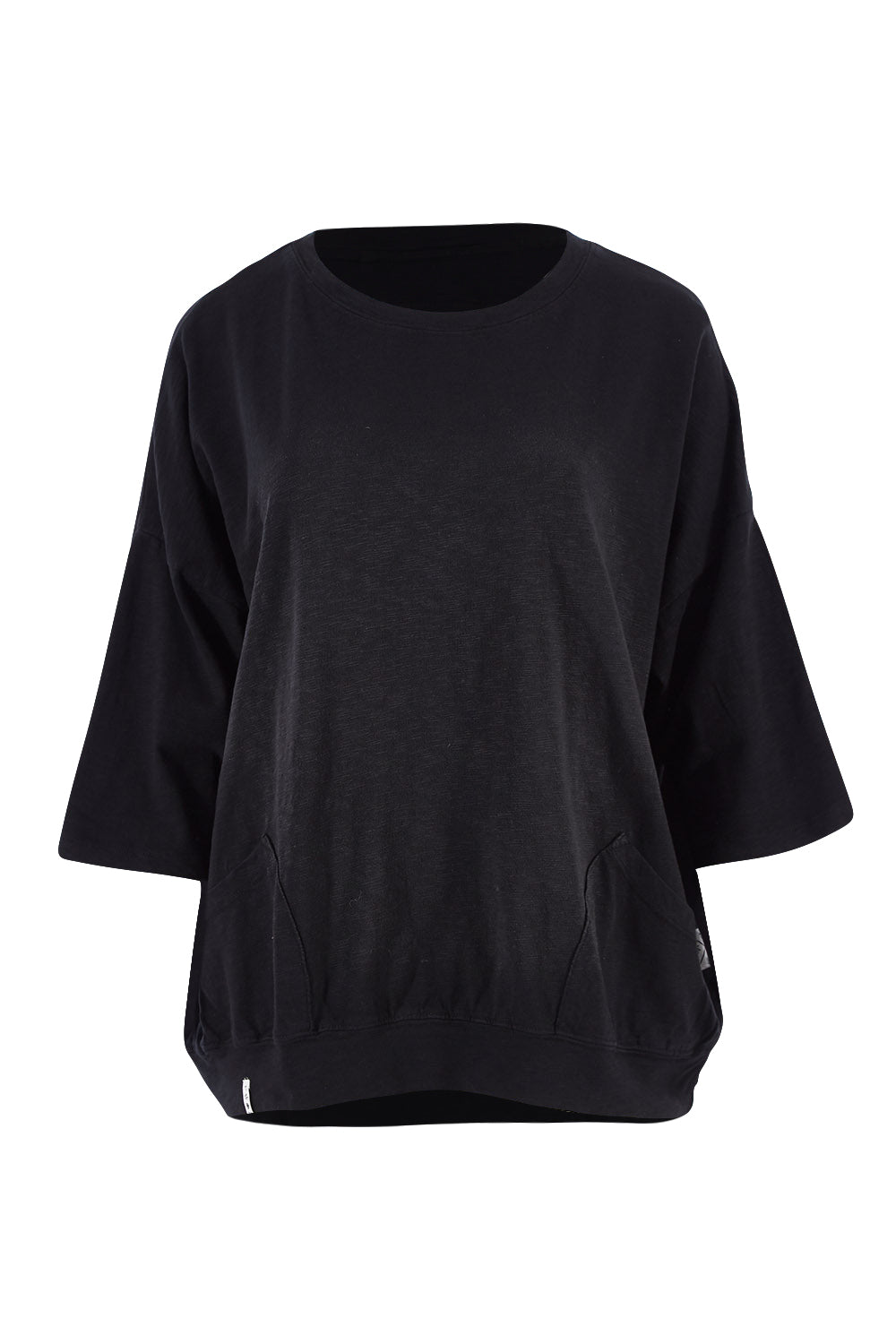 Product shot of the Fundamental Mazie Cotton Sweat Top in colour Black (Black), from the front