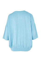 Product shot of the Fundamental Mazie Cotton Sweat Top in colour Duskblue (Blue), from the back