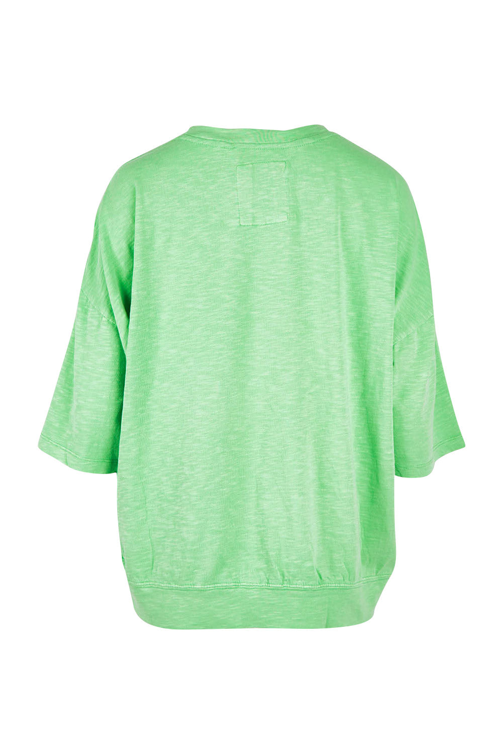 Product shot of the Fundamental Mazie Cotton Sweat Top in colour Meadow (Green), from the back