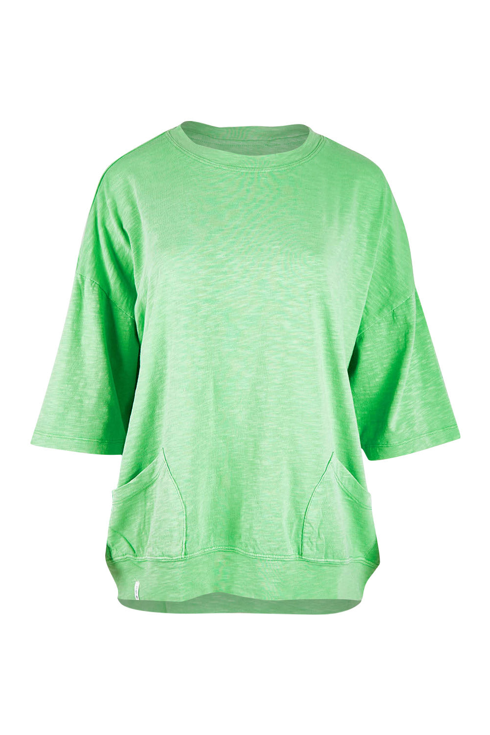 Product shot of the Fundamental Mazie Cotton Sweat Top in colour Meadow (Green), from the front