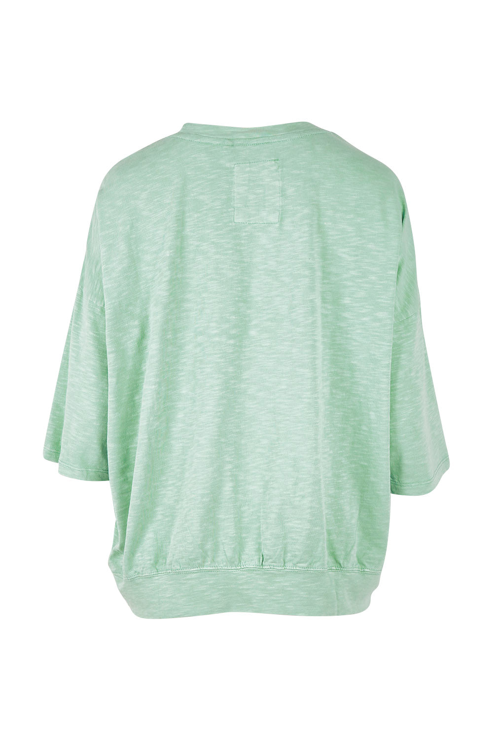Product shot of the Fundamental Mazie Cotton Sweat Top in colour Mistymoss (Green), from the back