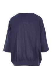 Product shot of the Fundamental Mazie Cotton Sweat Top in colour Navy (Blue), from the back