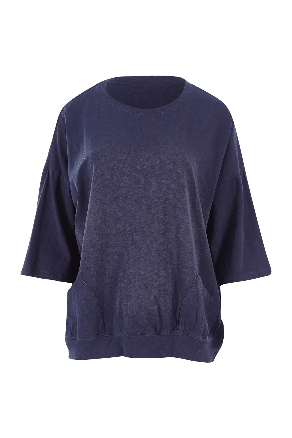 Product shot of the Fundamental Mazie Cotton Sweat Top in colour Navy (Blue), from the front