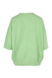 Product shot of the Fundamental Mazie Cotton Sweat Top in colour Quietgreen (Green), from the back