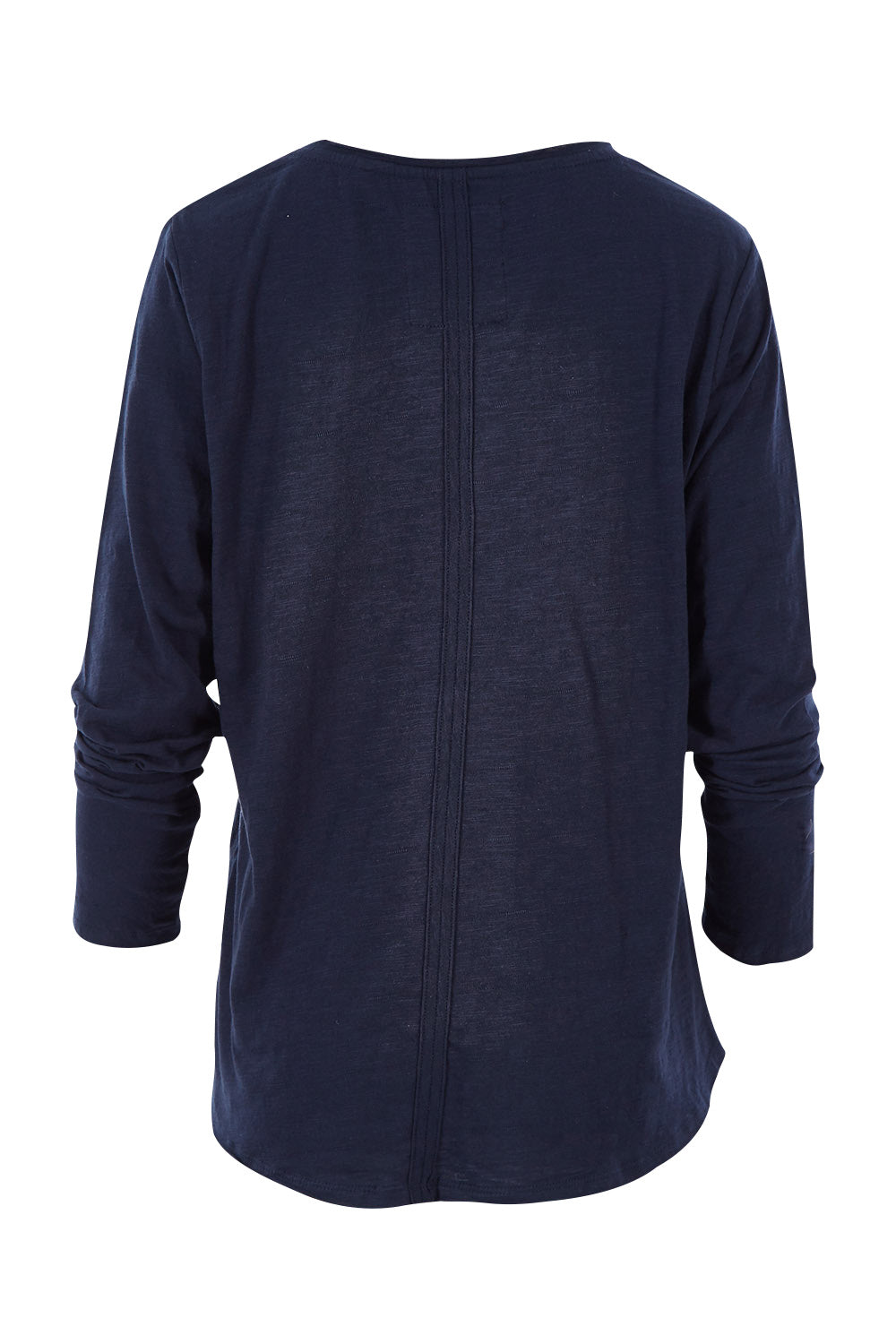 Product shot of the Fundamental Coles Bay Henley in colour Navy (Blue), from the back