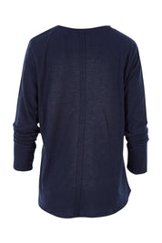 Product shot of the Fundamental Coles Bay Henley in colour Navy (Blue), from the back