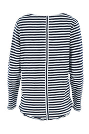Product shot of the Fundamental Coles Bay Henley in colour Whitenavy (Blue), from the back