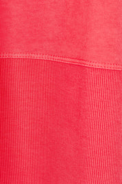 Product shot of the Fundamental Rib Short Sleeve Cotton Tee in colour Bitterred (Red), detail