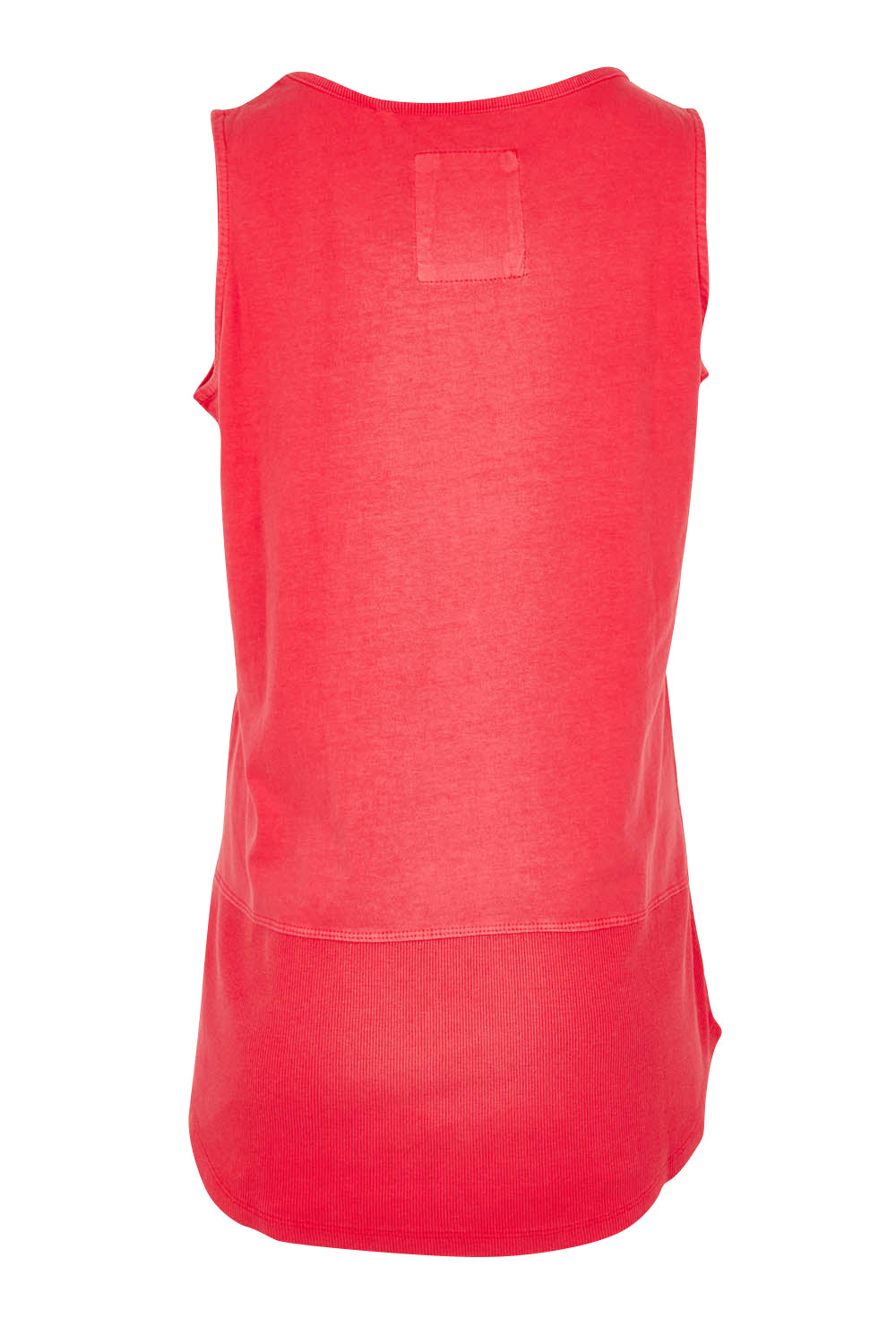 Product shot of the Fundamental Rib Cotton Tank in colour Bitterred (Red), from the back