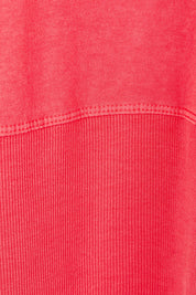 Product shot of the Fundamental Rib Cotton Tank in colour Bitterred (Red), detail