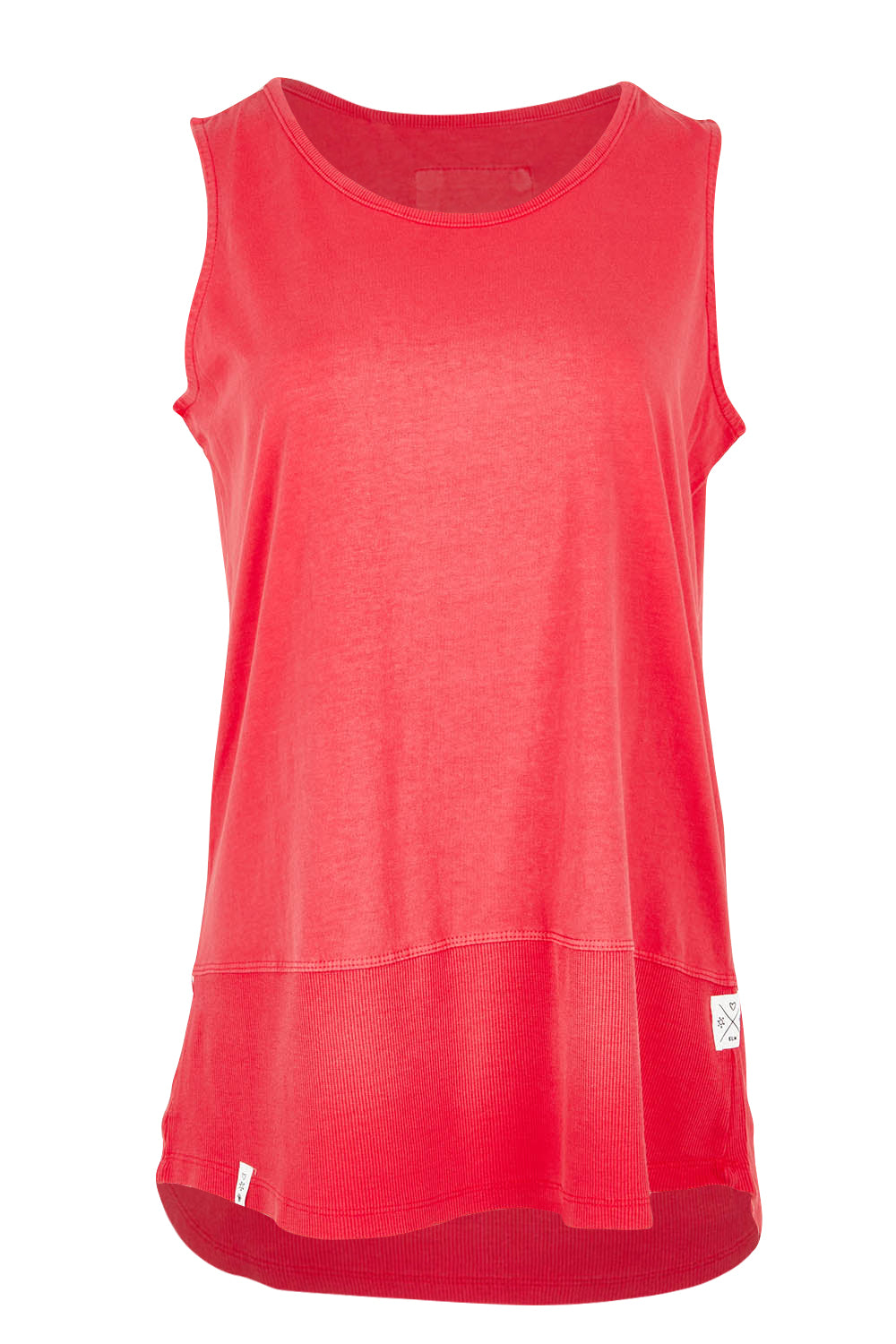 Product shot of the Fundamental Rib Cotton Tank in colour Bitterred (Red), from the front