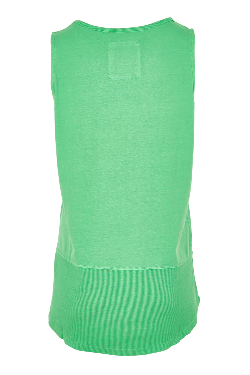 Product shot of the Fundamental Rib Cotton Tank in colour Greenbriar (Green), from the back