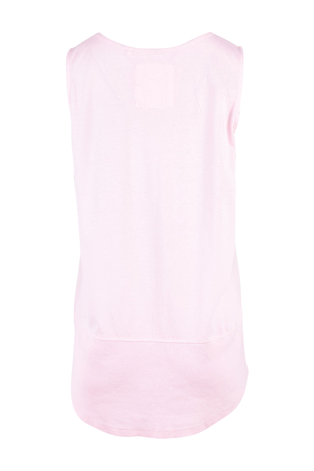 Product shot of the Fundamental Rib Cotton Tank in colour Pink (Pink), from the back