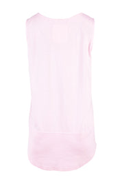 Product shot of the Fundamental Rib Cotton Tank in colour Pink (Pink), from the back