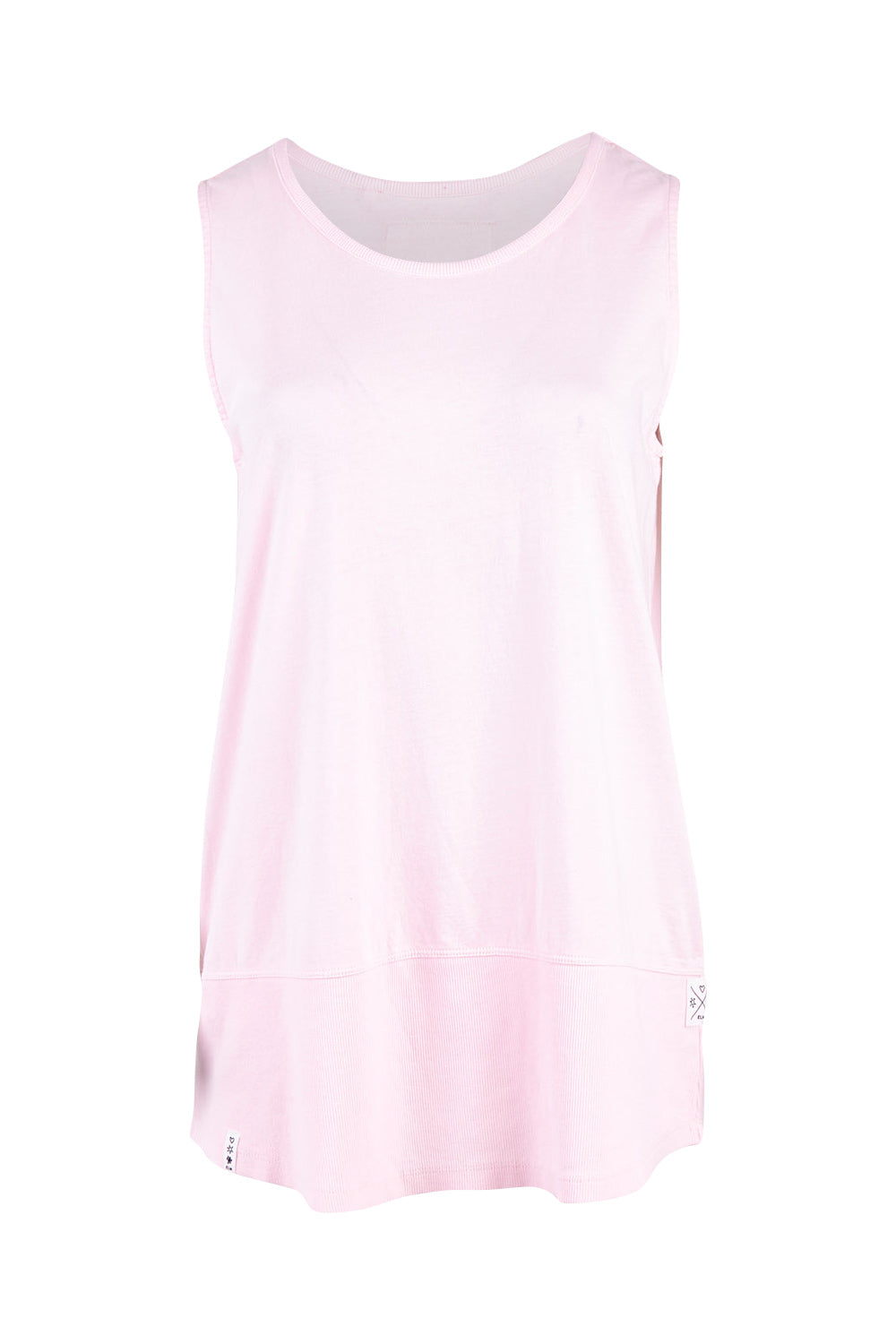 Product shot of the Fundamental Rib Cotton Tank in colour Pink (Pink), from the front