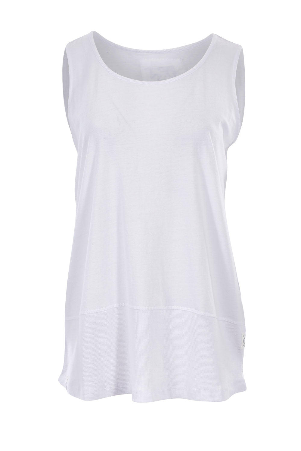 Product shot of the Fundamental Rib Cotton Tank in colour White (White), from the front