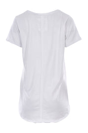 Product shot of the Fundamental Vee Cotton Tee in colour White (White), from the back