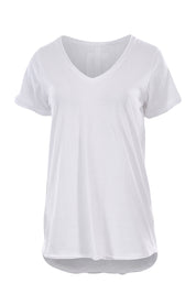 Product shot of the Fundamental Vee Cotton Tee in colour White (White), from the front