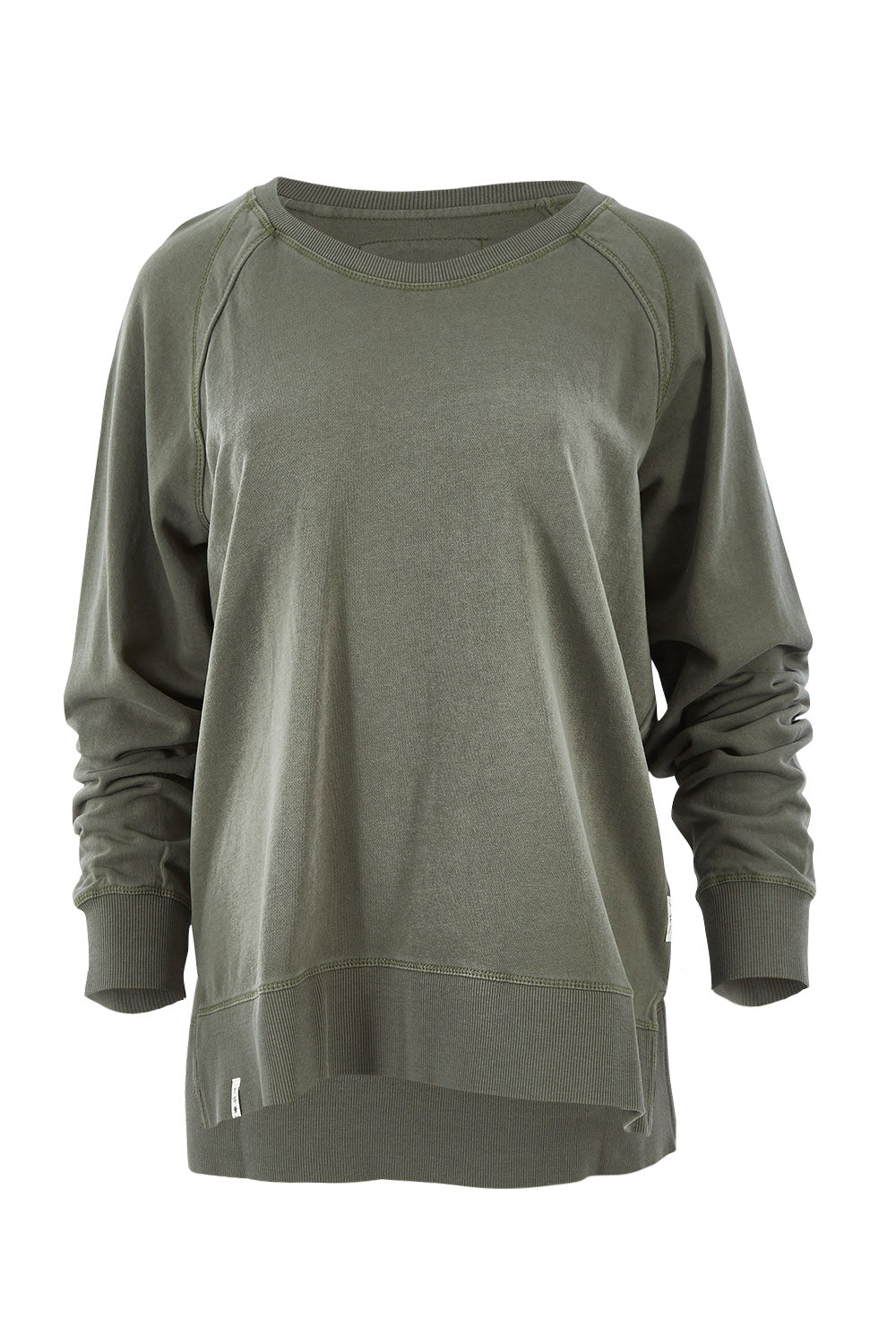 Product shot of the Fundamental Sydney Crew in colour Olivegreen (Green), from the front