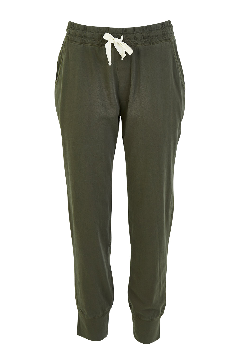 Product shot of the Fundamental Wash Out Pant in colour Darkkhaki (Green), from the front