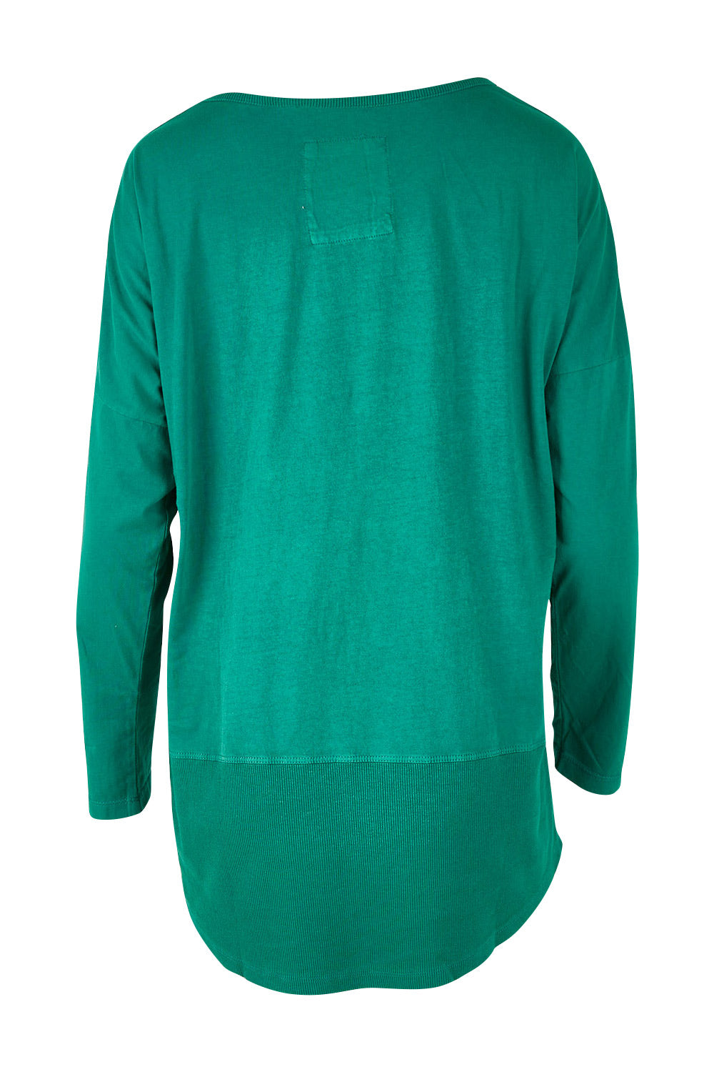 Product shot of the Fundamental Rib Long Sleeve Tee in colour Brightgrn (Green), from the back