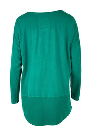 Product shot of the Fundamental Rib Long Sleeve Tee in colour Brightgrn (Green), from the back