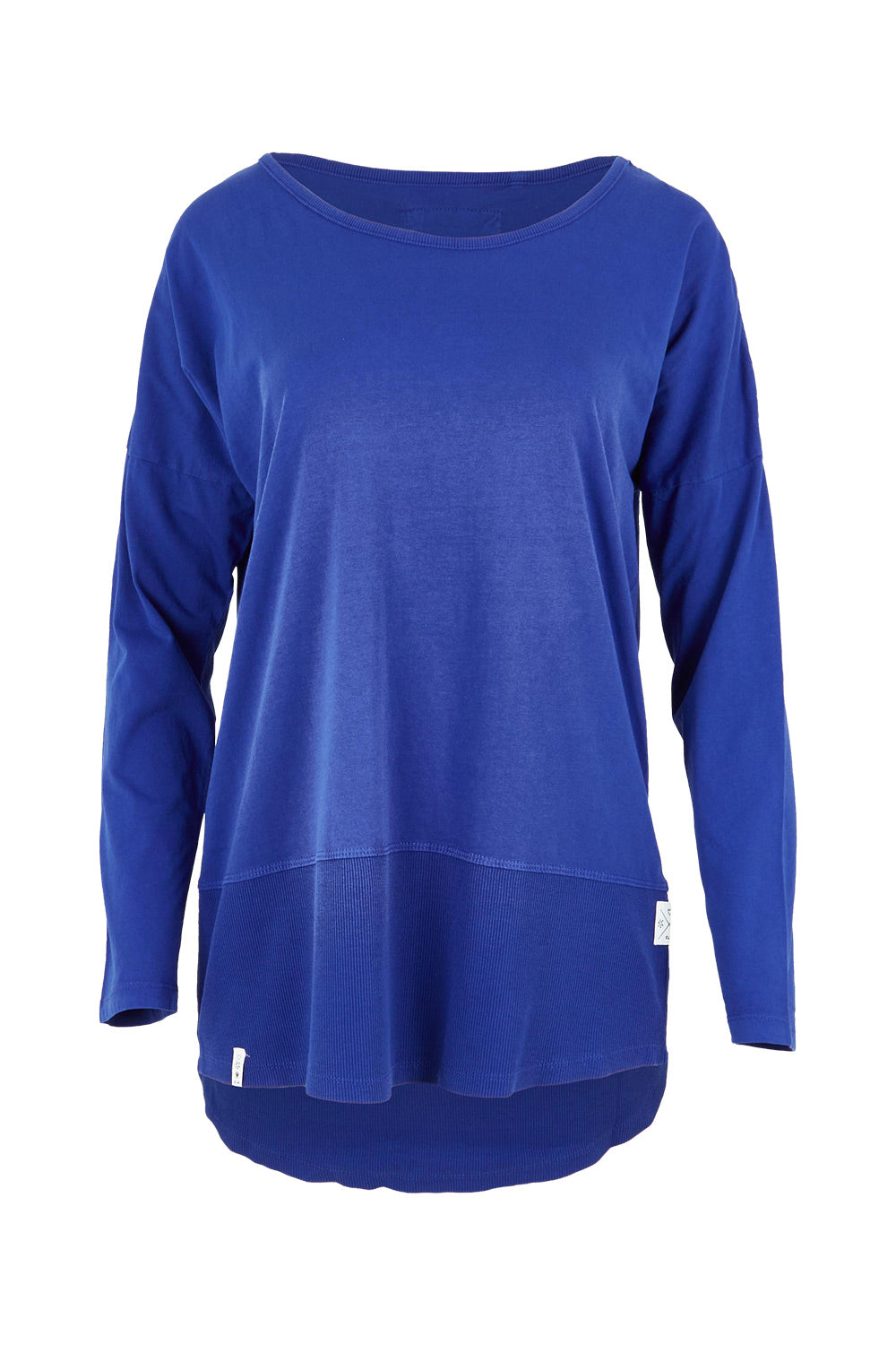 Product shot of the Fundamental Rib Long Sleeve Tee in colour Deepblue (Blue), from the front