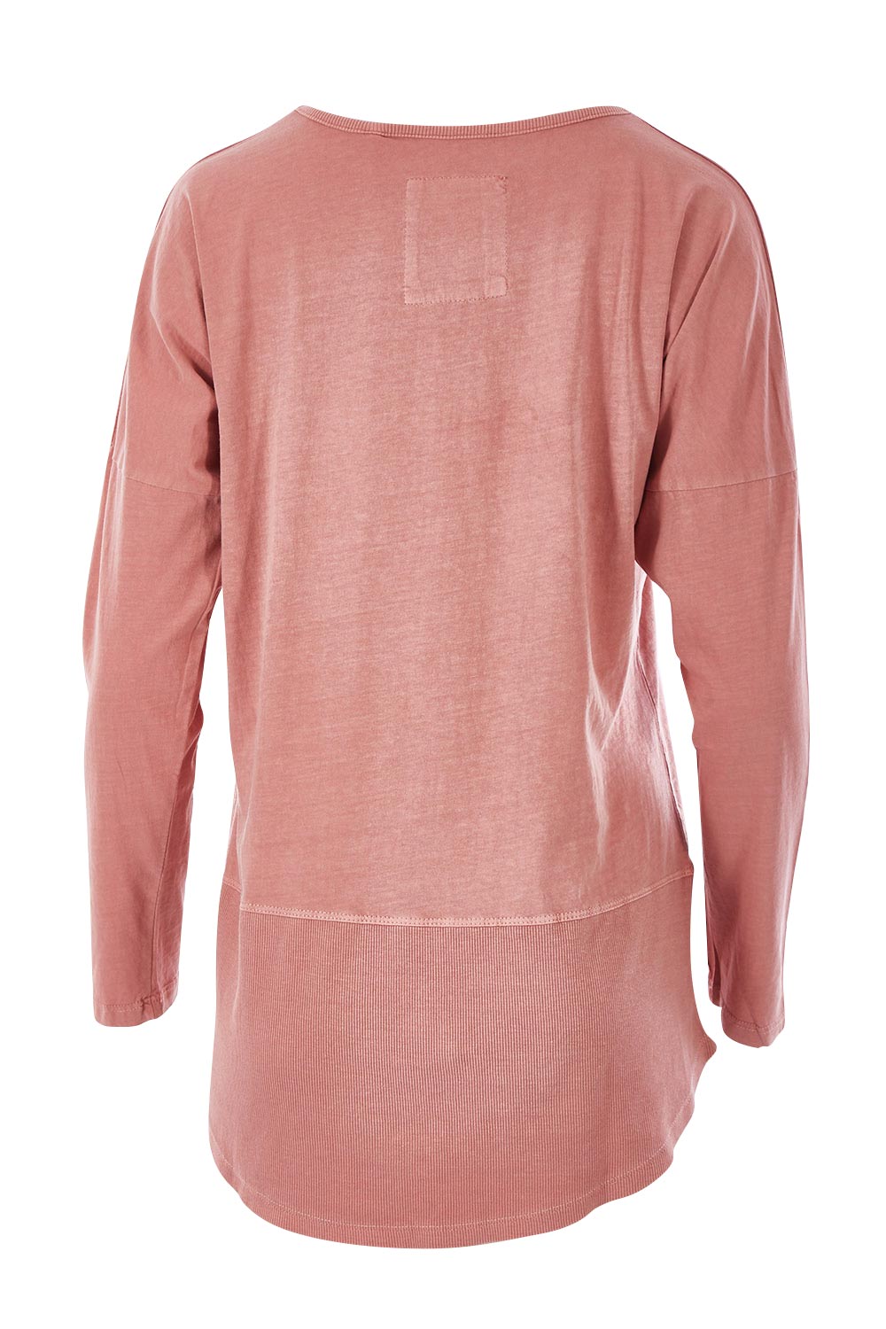 Product shot of the Fundamental Rib Long Sleeve Tee in colour DustyPink (Pink), from the back