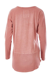 Product shot of the Fundamental Rib Long Sleeve Tee in colour DustyPink (Pink), from the back