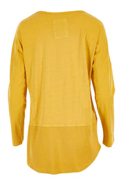 Product shot of the Fundamental Rib Long Sleeve Tee in colour Mustard, from the back