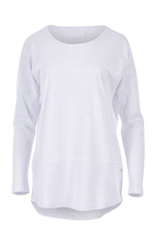 Product shot of the Fundamental Rib Long Sleeve Tee in colour White (White), from the front