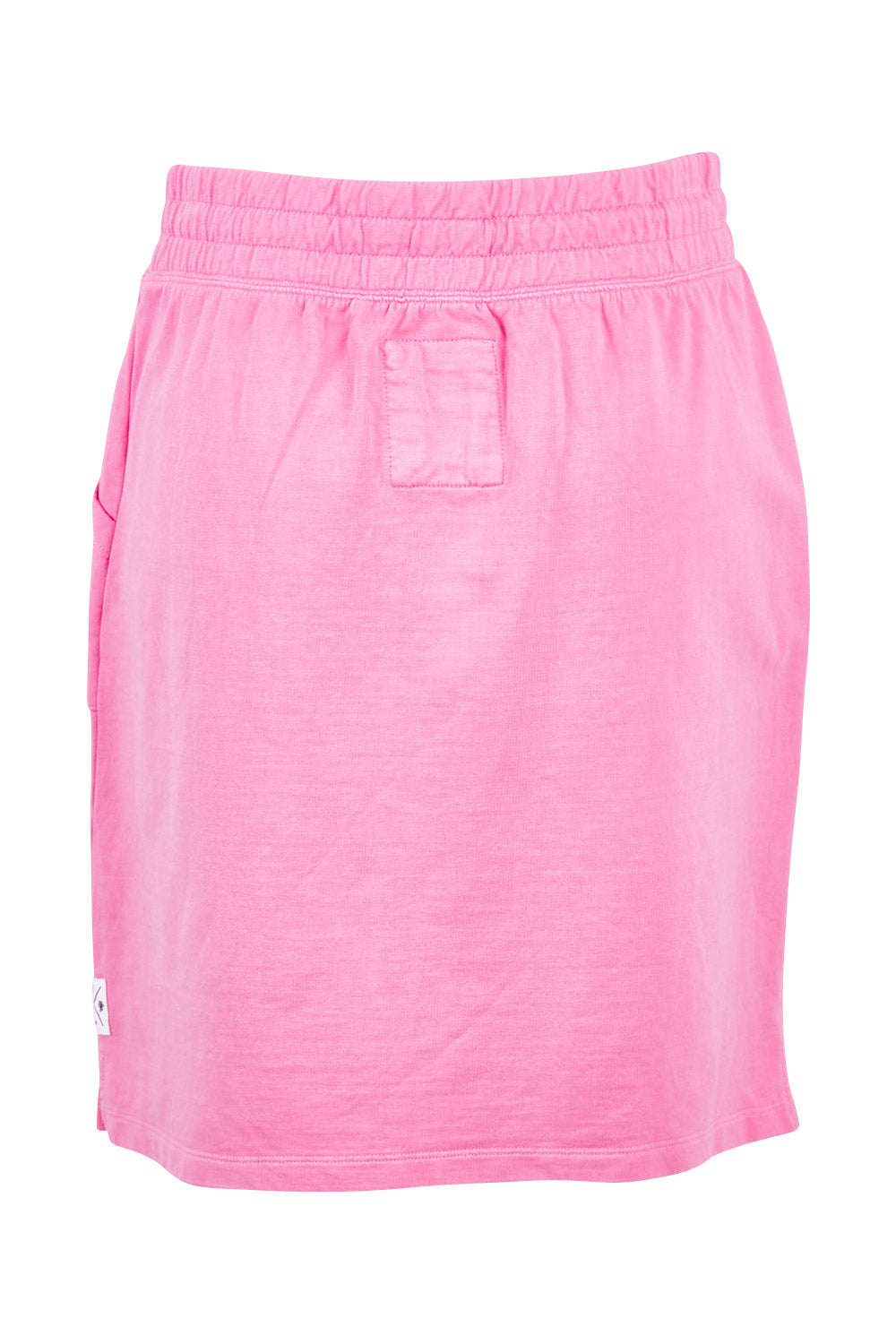 Product shot of the Fundamental Cassie Skirt in colour Bubblegum (Pink), from the back
