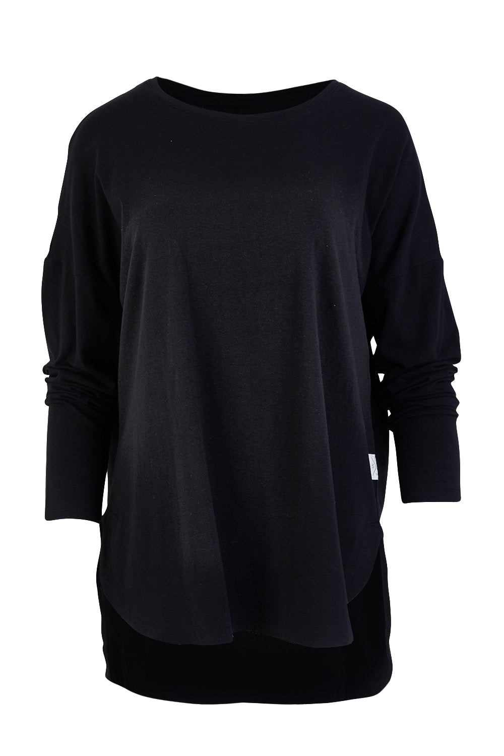 Product shot of the Fundamental Society L/S Tee in colour Black (Black), from the front