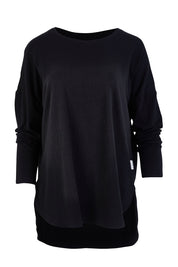 Product shot of the Fundamental Society L/S Tee in colour Black (Black), from the front
