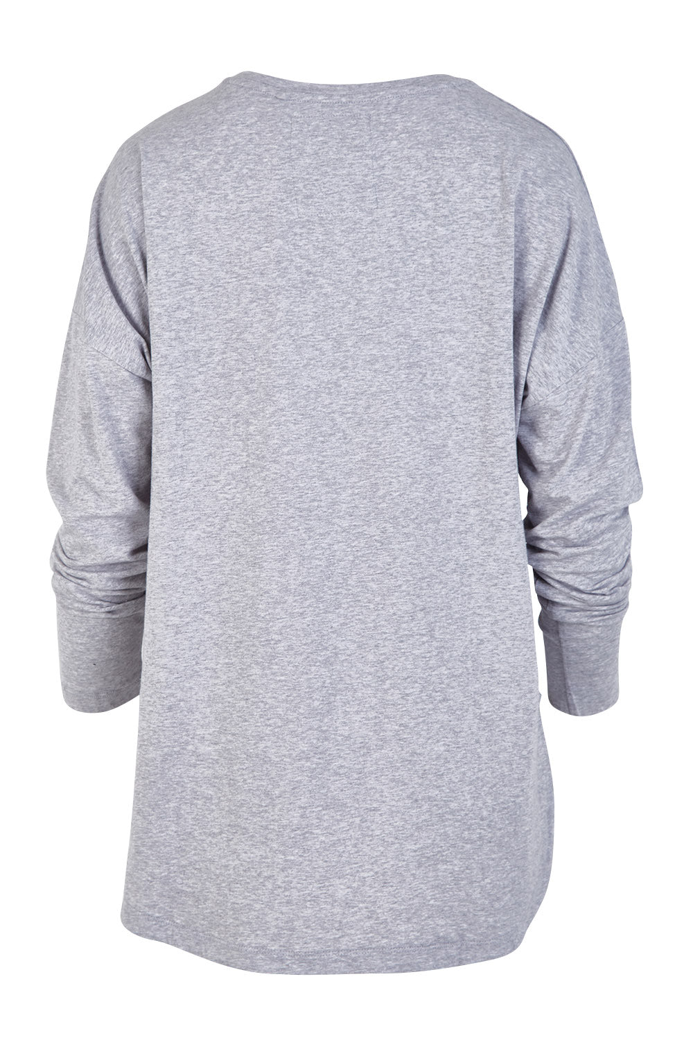 Product shot of the Fundamental Society L/S Tee in colour Greymarle (Grey), from the back